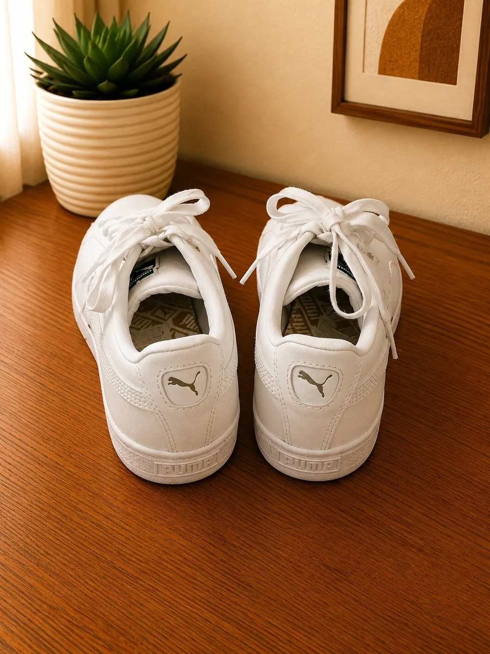 PUMA Basket Classic XXI White Sneakers Size 7C In Kids